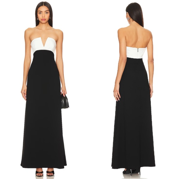 Lovers and Friends Anais Strapless black white maxi dress Size Small NEW! NWT!